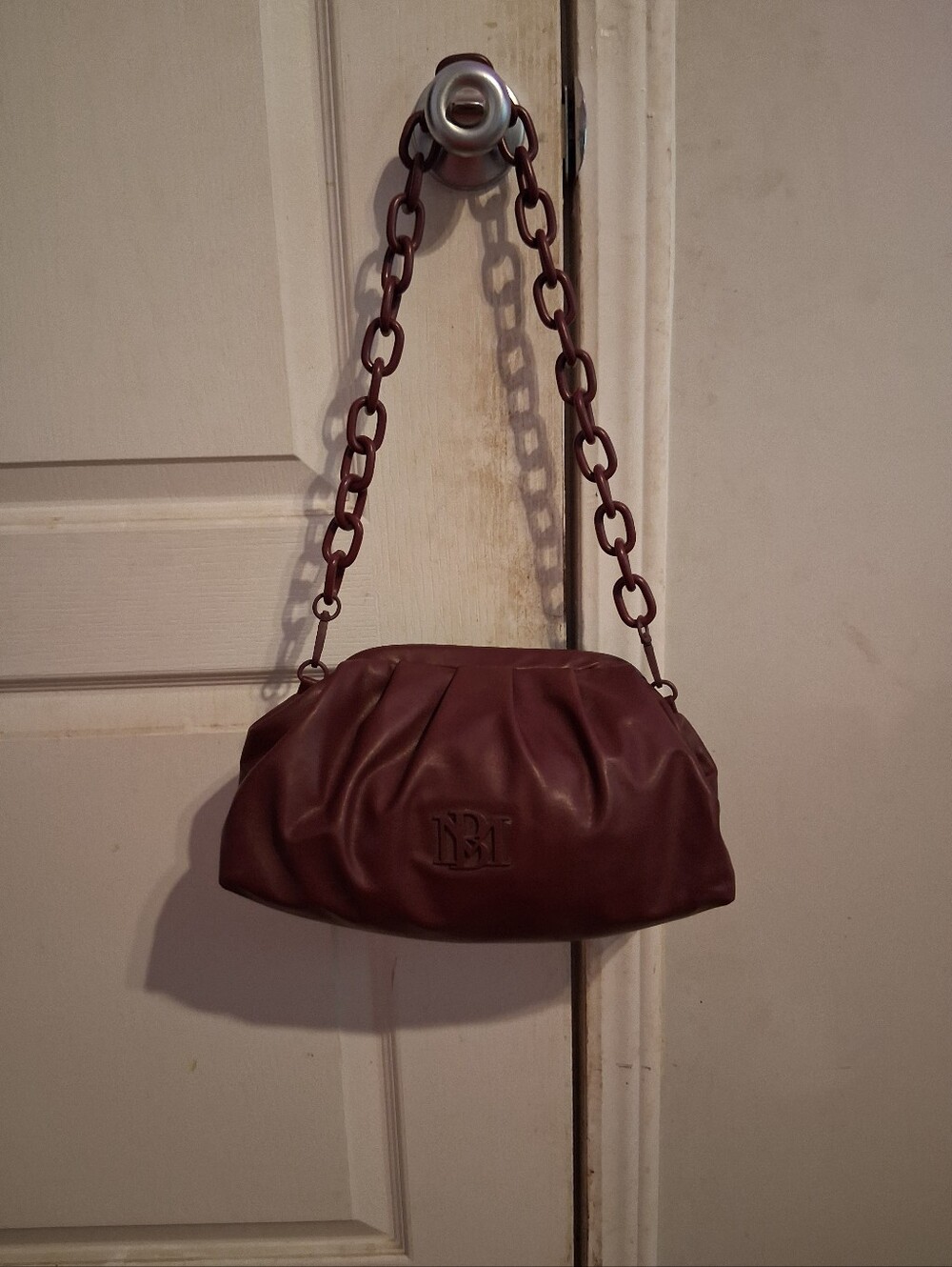 Badgley Mischka Mauve Chain-Link Dumpling Bag